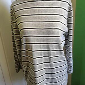 Tommy Hilfiger Striped collar up turtlenect light sweater, L, women